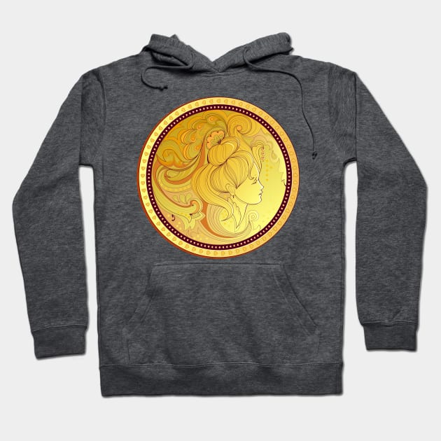 Gold coin with woman's portrait Hoodie by Artist Natalja Cernecka